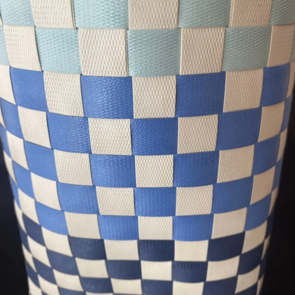 New Women’s Blue & Ivory Woven Tote - Picture 3 of 4